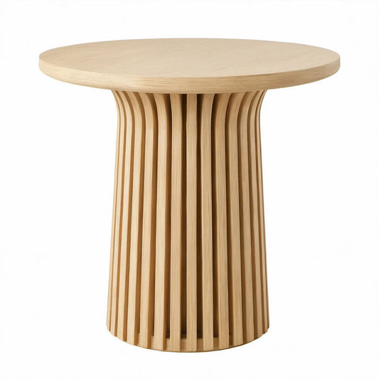 Kulatý stolek z MDF s přírodní dubovou dýhou, 80 × 80 × 75 cm
